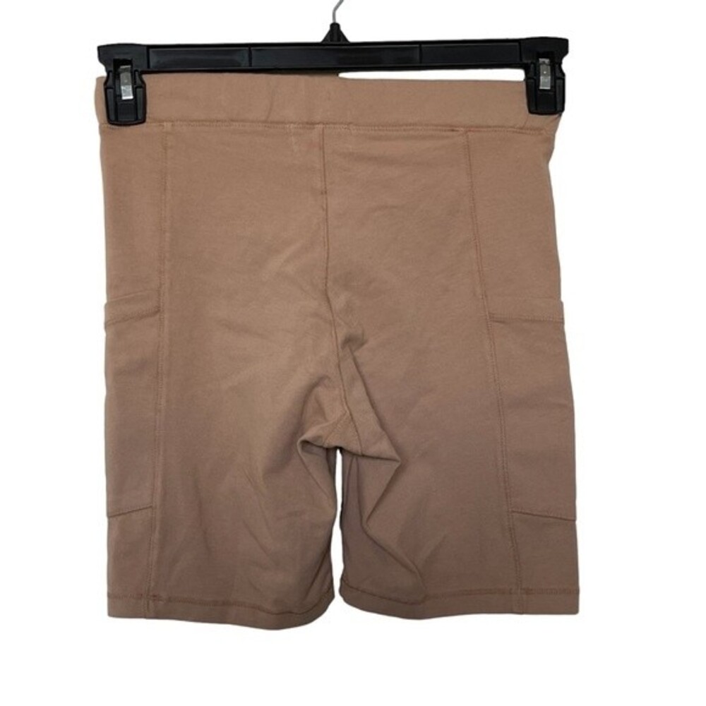 NWT Monrow Biker Shorts in Latte Tan. Cotton/Spandex blend. Size Small. - Picture 3 of 6